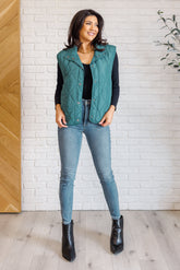 Layering Queen Quilted Puffer Vest in Hunter Green Haptics